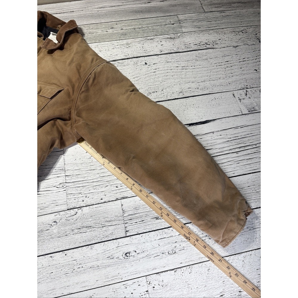 Men's Carhartt Brown Canvas Zip Jacket w/ Corduroy Collar, 48 Tall. C03 BRN READ - Picture 6 of 16